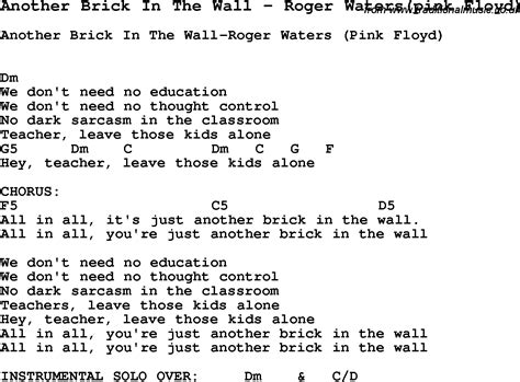 Another Brick in the Wall Lyrics by Pink Floyd from the Shine On [Immortal] album- including song video, artist biography, translations and more: Daddy's flown across the ocean Leaving just a memory A snapshot in the family album Daddy, what else did you leave for … 
